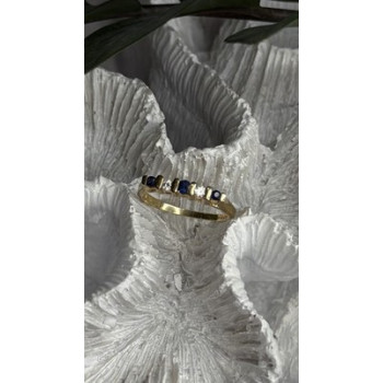 14K 585 Yellow Gold Sapphire 0.18 CTW & Diamond 0.10 CTW Ring Size 6