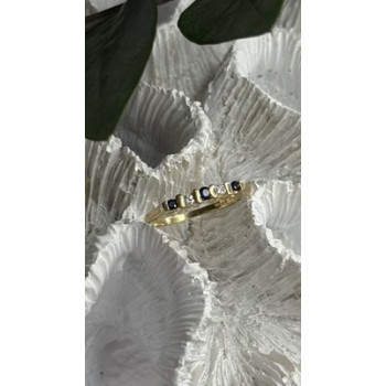 14K 585 Yellow Gold Sapphire 0.18 CTW & Diamond 0.10 CTW Ring Size 6