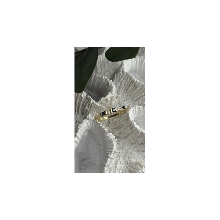 14K 585 Yellow Gold Sapphire 0.18 CTW & Diamond 0.10 CTW Ring Size 6