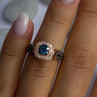 10K Rose Gold 0.5 Carat Clear & Teal Blue Dimond Ring Size 6