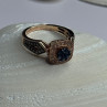 10K Rose Gold 0.5 Carat Clear & Teal Blue Dimond Ring Size 6