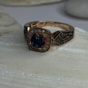 10K Rose Gold 0.5 Carat Clear & Teal Blue Dimond Ring Size 6