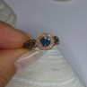 10K Rose Gold 0.5 Carat Clear & Teal Blue Dimond Ring Size 6