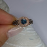 10K Rose Gold 0.5 Carat Clear & Teal Blue Dimond Ring Size 6