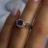 10K Rose Gold 0.5 Carat Clear & Teal Blue Dimond Ring Size 6