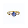 10K YELLOW GOLD BLUE & WHITE SAPPHIRE RING SIZE 6.75