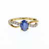 10K Yellow Gold Blue & White Sapphire Ring Size 6.75