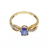 10K Yellow Gold Blue & White Sapphire Ring Size 6.75