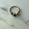 10K Yellow Gold Blue & White Sapphire Ring Size 6.75