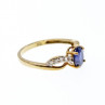 10K Yellow Gold Blue & White Sapphire Ring Size 6.75