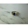 10K YELLOW GOLD BLUE & WHITE SAPPHIRE RING SIZE 6.75