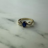 10K Yellow Gold Blue & White Sapphire Ring Size 6.75