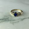 10K Yellow Gold Blue & White Sapphire Ring Size 6.75