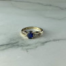 10K Yellow Gold Blue & White Sapphire Ring Size 6.75