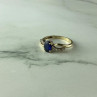 10K Yellow Gold Blue & White Sapphire Ring Size 6.75