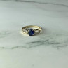 10K Yellow Gold Blue & White Sapphire Ring Size 6.75