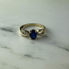 10K Yellow Gold Blue & White Sapphire Ring Size 6.75