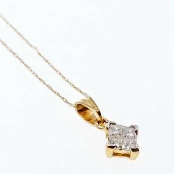 10/14 Yellow Gold White Sapphire Chain With Pendant