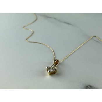 10/14 Yellow Gold White Sapphire Chain With Pendant