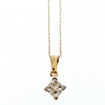 10/14 Yellow Gold White Sapphire Chain With Pendant