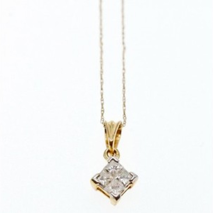 10/14 Yellow Gold White Sapphire Chain With Pendant