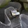 Vintage Modernist 925 Sterling Silver Ring Abalone Stone Mosaic Size 6.5