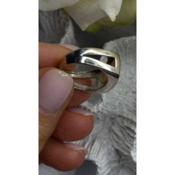 Vintage Modernist 925 Sterling Silver Ring Abalone Stone Mosaic Size 6.5