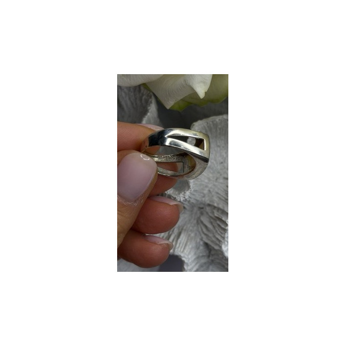 Vintage Modernist 925 Sterling Silver Ring Abalone Stone Mosaic Size 6.5
