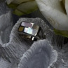 Vintage Modernist 925 Sterling Silver Ring Abalone Stone Mosaic Size 6.5