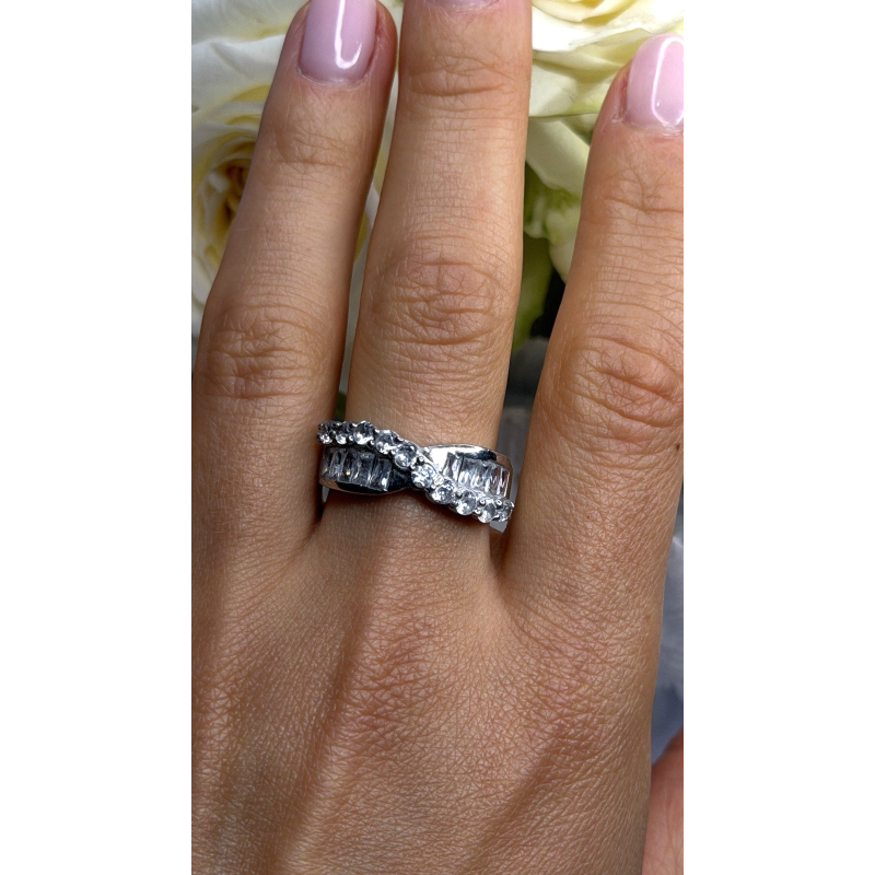Wave Vintage Band 925 Sterling Silver Cz Ring Size 8.5
