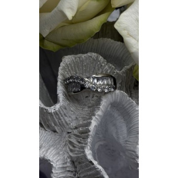 Wave Vintage Band 925 Sterling Silver Cz Ring Size 8.5