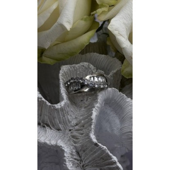 Wave Vintage Band 925 Sterling Silver Cz Ring Size 8.5