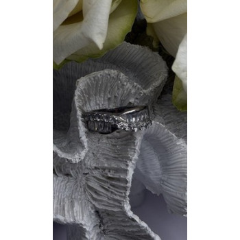 Wave Vintage Band 925 Sterling Silver Cz Ring Size 8.5
