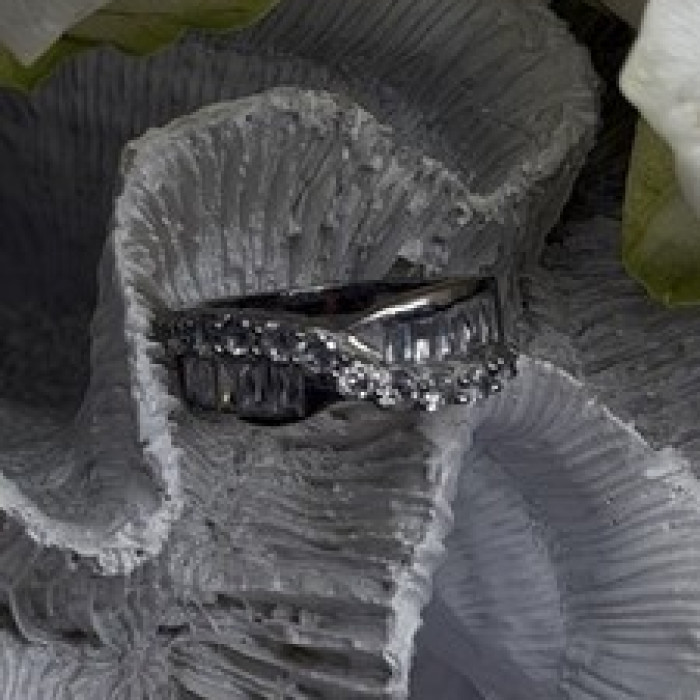 Wave Vintage Band 925 Sterling Silver Cz Ring Size 8.5