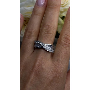 Wave Vintage Band 925 Sterling Silver Cz Ring Size 8.5