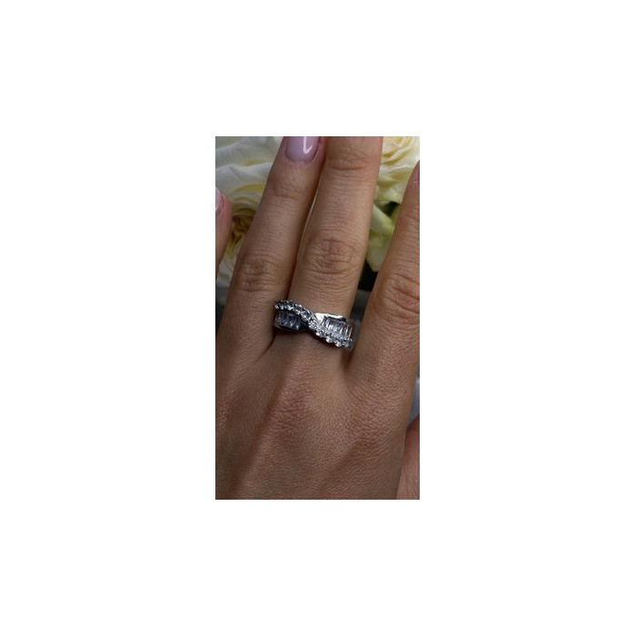 Wave Vintage Band 925 Sterling Silver Cz Ring Size 8.5