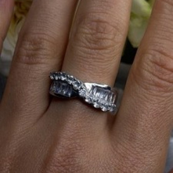 Wave Vintage Band 925 Sterling Silver Cz Ring Size 8.5