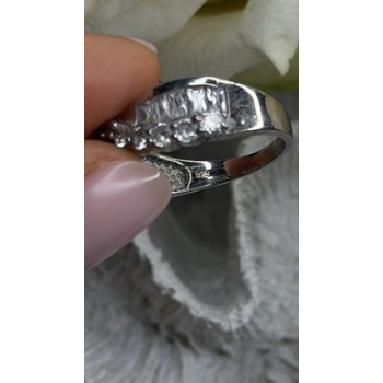 Wave Vintage Band 925 Sterling Silver Cz Ring Size 8.5