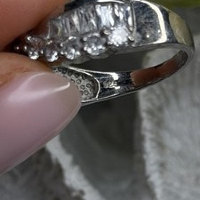 Wave Vintage Band 925 Sterling Silver Cz Ring Size 8.5