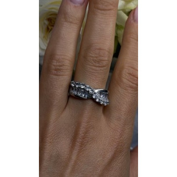 Wave Vintage Band 925 Sterling Silver Cz Ring Size 8.5
