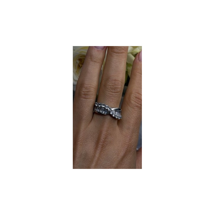 Wave Vintage Band 925 Sterling Silver Cz Ring Size 8.5