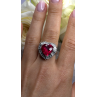 Romantic Heart 925 Sterling Silver Pink & Colorless Spinel Ring Size 7