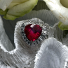 Romantic Heart 925 Sterling Silver Pink & Colorless Spinel Ring Size 7