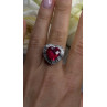 Romantic Heart 925 Sterling Silver Pink & Colorless Spinel Ring Size 7
