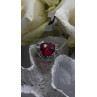 Romantic Heart 925 Sterling Silver Pink & Colorless Spinel Ring Size 7