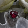 Romantic Heart 925 Sterling Silver Pink & Colorless Spinel Ring Size 7