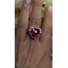 Romantic Heart 925 Sterling Silver Pink & Colorless Spinel Ring Size 7