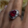 Romantic Heart 925 Sterling Silver Pink & Colorless Spinel Ring Size 7