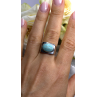 Vintage Modernist 925 Sterling Silver Turquoise Oval Ring Size 7