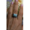 Vintage Modernist 925 Sterling Silver Turquoise Oval Ring Size 7